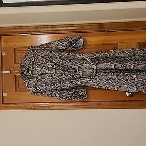 AFRM cool unique AFsnake skin print over coat with tie waist belt with pockets